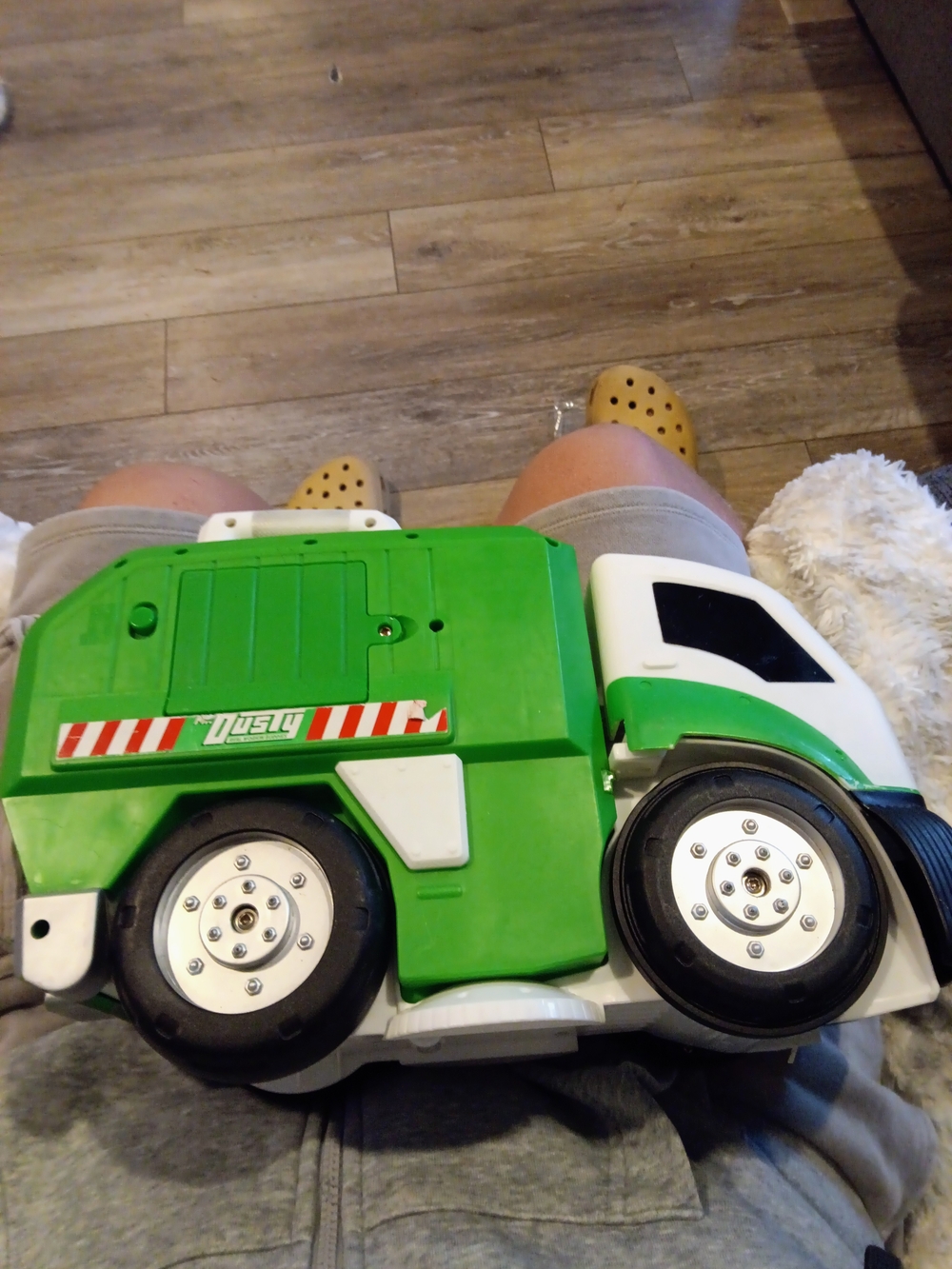 Green and White Kids Garbage Truck Toy - Unbranded